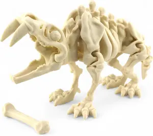 PowerTRC 3D Printed Skeleton Sabertooth Tiger – Prehistoric Collectible Articulating Mammals 3D Figurine Desk Decoration for Teens and Adults (Bone White)