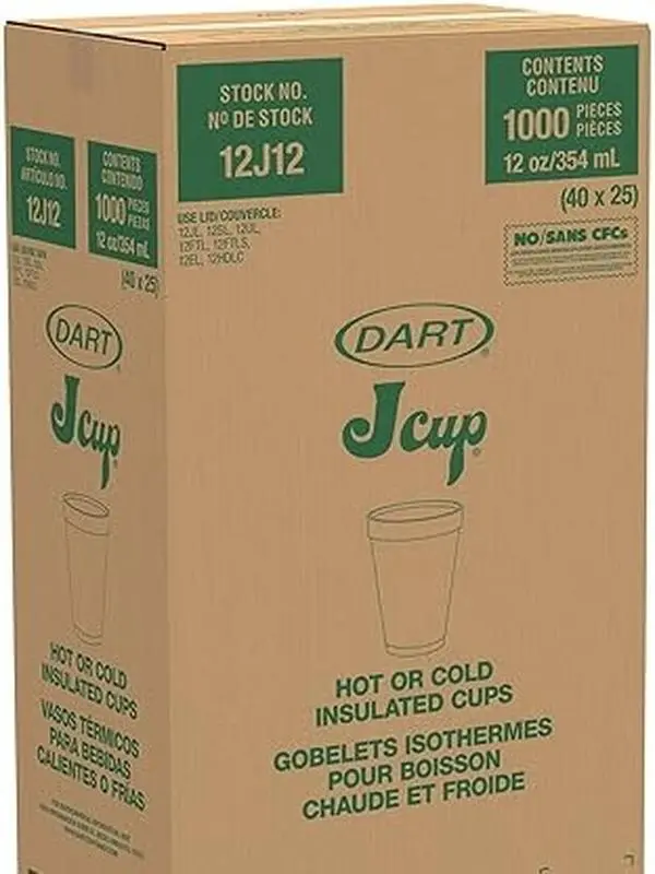 Dart 12 oz Insulated Foam Hot/Cold Cup 12J12 1000 Count Dual Use 40 Packs of 25 White Cups for Coffee Tea Soda Comfortable Hold No Leaks ( Pack of 3 )