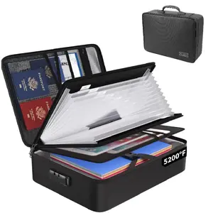 Fireproof Document Organizer Bag with Lock, 13 Labeled Pockets & Passport Pouch – Waterproof File Folder for Home, Office & Travel