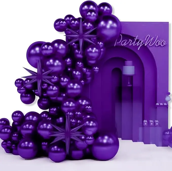 PartyWoo Dark Purple Star Balloons 110pcs Different Sizes 18 12 10 5 Inch Pack 22 Inch Purple Spike Star Explosion Foil Mylar Balloon Arch Kit for Birthday Wedding Party Decorations Purple-Y16
