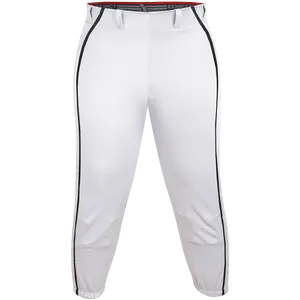 Exxact Sports Womens Softball Pants Knicker/Yoga Style Knee Length, 4-Way Stretch Low Rise Softball Pants for Women - (White/Black Braid)