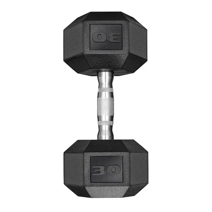 TLGREEN 1/2pcs Dumbbells Rubber Coated Cast Iron Hex Black Dumbbell, Hexagonal Rubber-Coated Cast Iron Dumbbells, 30lb, Black,  Home Gym Kit ,   Home Workout Equipment, Strength Training, Arm Workout & Full Body Fitness