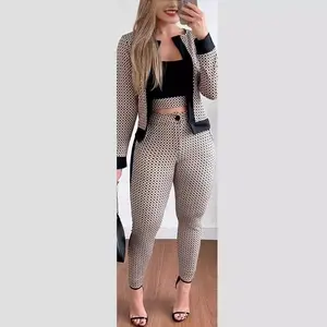 Creative Spring and Autumn Street Style Trendy Women's Vest Cardigan Leggings Three-Piece Set Pants Top Suit Fitted Clothing Set Breathable