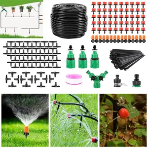 164 ft Drip Irrigation Kit, 65-Piece Misting & Drip Nozzle System, 215 sq ft