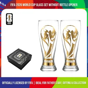 Father's Day | 2026 FIFA World Cup Glass Set Made of high-quality glass with trophy-style gold-rimmed design. Perfect for gifting, home and bar use. Reusable cups. Multiple combinations for you to choose from.