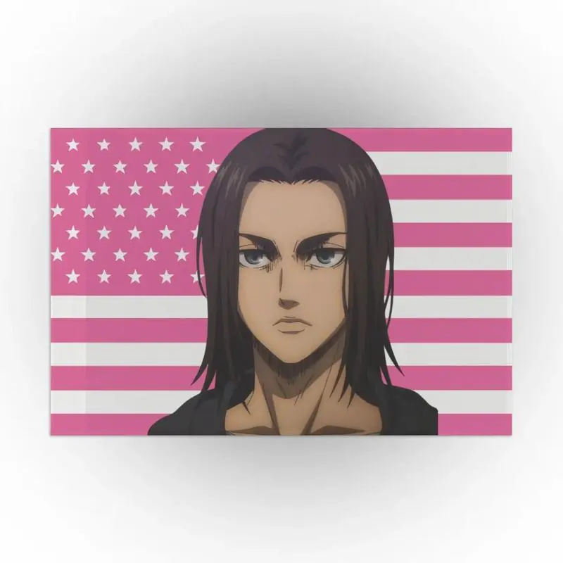 Eren Yeager Classic Strong Synthetic Light Peach Geometric Letters Print Polyester Tapestry, 40x30in (102x76cm) Indoor-Outdoor Decorative Anime Wall Art, Attack on Titan Manga Fan Gift