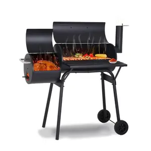 43-inch Charcoal Outdoor BBQ Grill - Portable Camping Grill for 6-10 People, Offset Smoker, Braised Roast, Patio and Backyard Picnic Grill