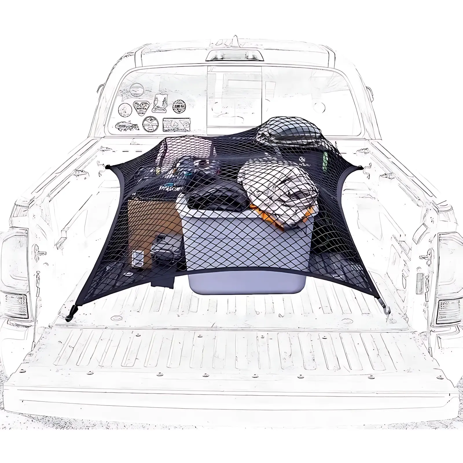 Car Essentials Truck Cargo Net Cover – Heavy Duty Pickup Bed Netting for Securing Loads, Stretch Mesh Organizer for Truck Accessories & Tools simple