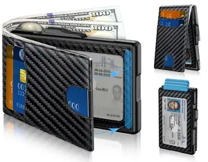 Men's RFID Blocking Slim Aluminum Front Pocket Wallet - Pop-Up Case, Cash Slot, Credit Card Slots, ID Window, Minimalist Design