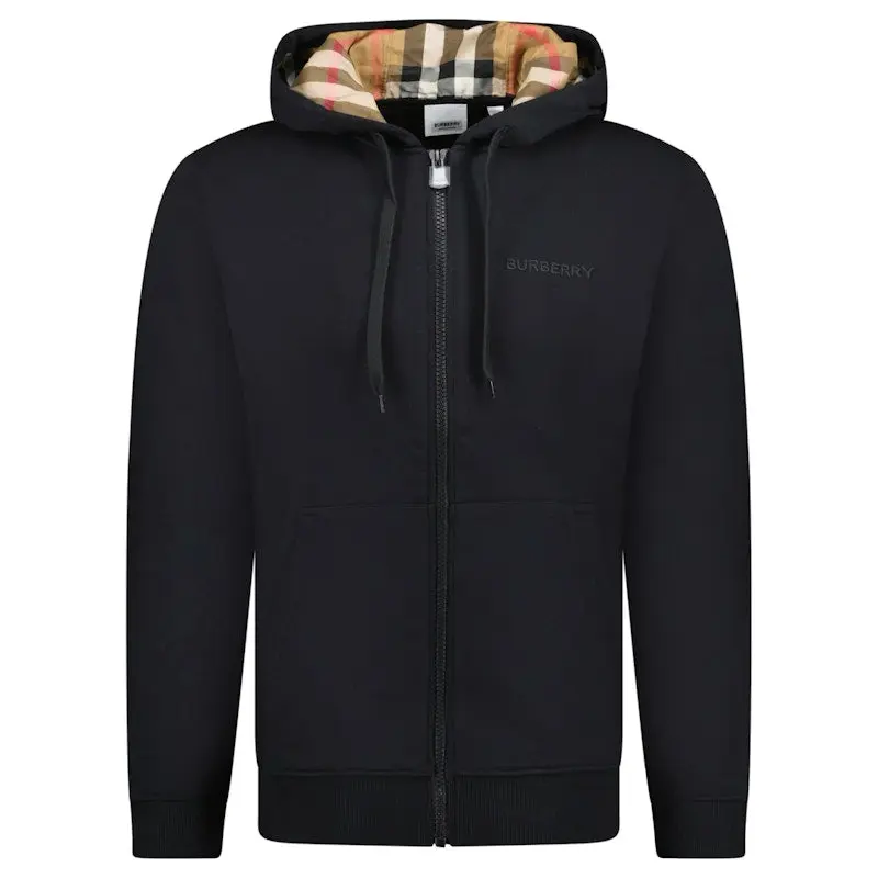 Burberry Hove Check Embroidery Logo Zip Hoodie Black (men) by StockX