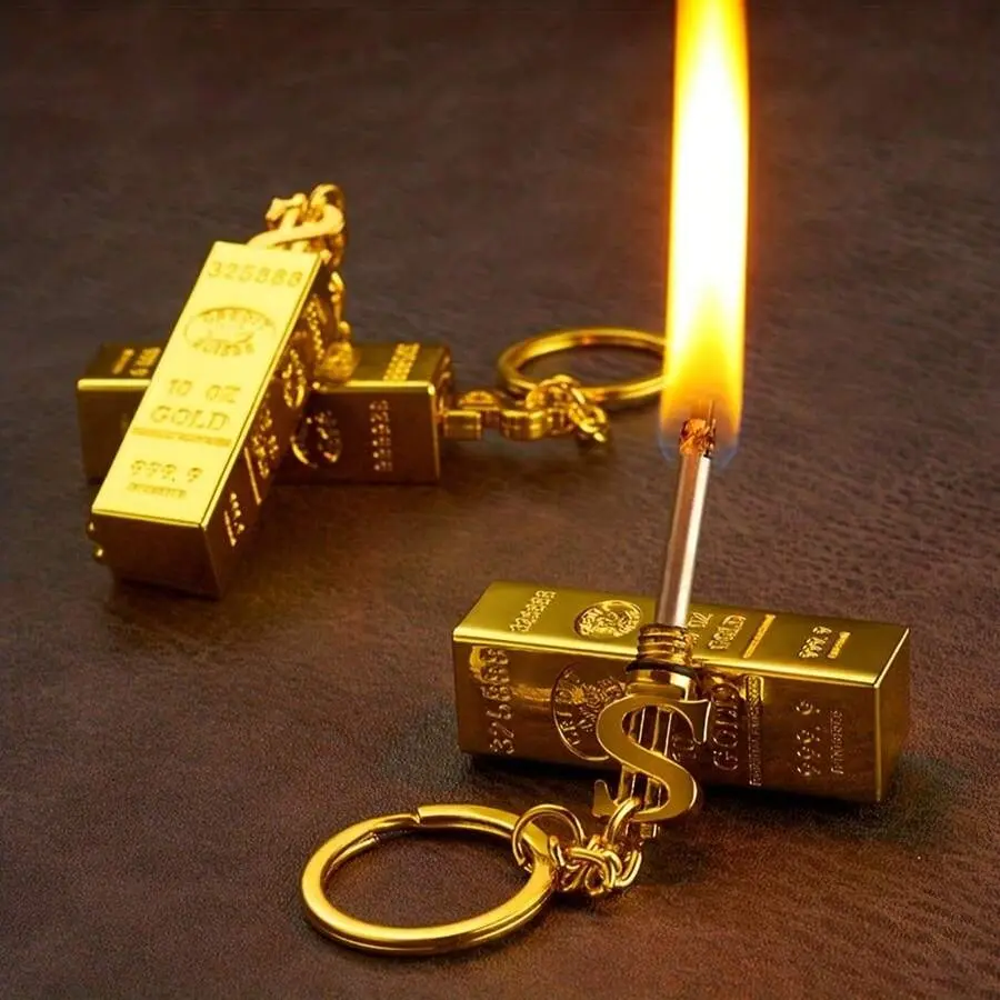 Gold 2-Piece Zinc Alloy Windproof Permanent Kerosene Lighters Set - Portable Unisex Gift, Oil-Free No-Battery Multifunctional Igniters, Creative Matches Design Party Favors for Campfire/BBQ