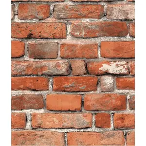 Faux Brick Peel and Stick Wallpaper 17.7" x 393" Contact Paper for Cabinets 3D Brick Wall Backdrop Self-Adhesive Wallpaper Red Bricky Textured Vintage Removable Wall Paper for Fireplace Kitchen Vinyl