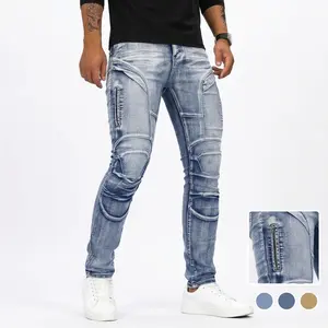 Men's Mid-Stretch Slim-Fit Biker Motorcycle Jeans, Premium Anti-Tear Reinforced Denim Pants, Available, Streetwear for Adult Males skinny jeans bootcut jeans men jeans for men jeans pants for men