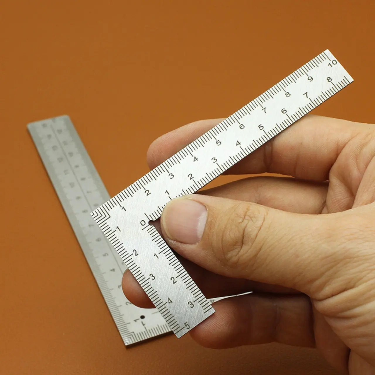 Stainless Steel L-shaped Ruler, Metal Ruler, Precision Straight Ruler, Double Sided Measuring Ruler, Measuring Instrument, Hand Measuring Tool for DIY, Wallet Making