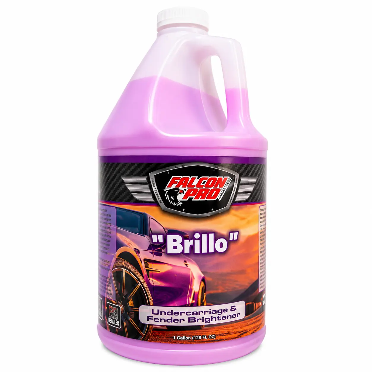 Falcon Pro Brillo Undercarriage & Fender Brightener, 1 Gal Automotive Surface Cleaner for Car Maintenance - Spray-On Application, Plastic/Rubber/Vinyl Care, Uniform Car Shine Enhancement, Spray Apply