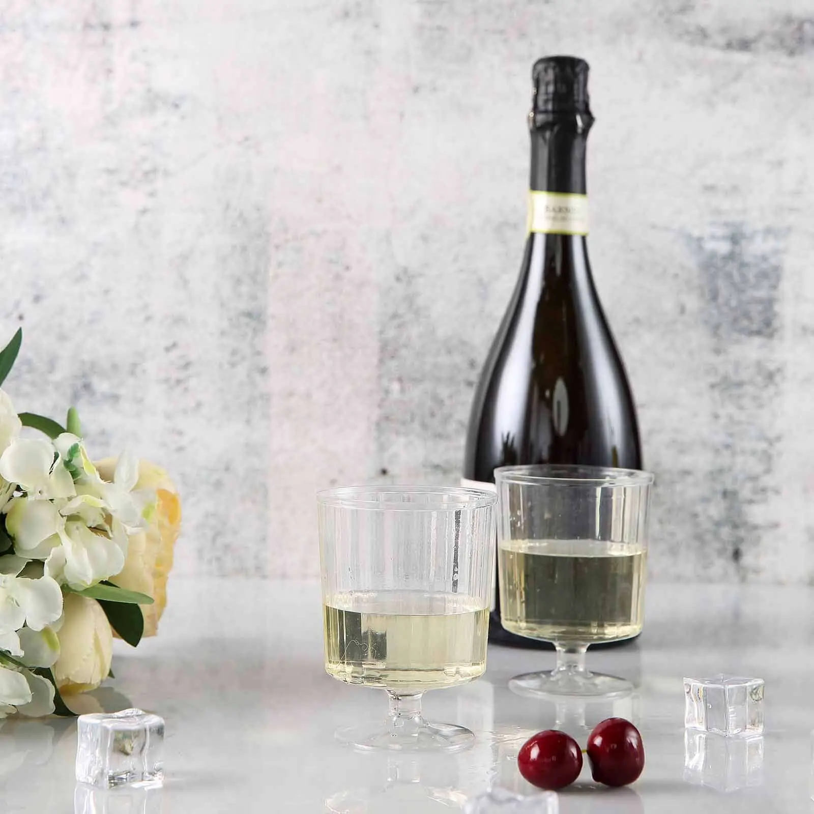 12-Pack Plastic Wine Glasses 8oz Clear Short Stem - Disposable Wine Cups for Parties