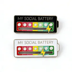Social Battery Slider Pins - Interactive Mood Pins for Jackets & Bags - Fun Cowboy Accessories, Cute Gifts for Her
