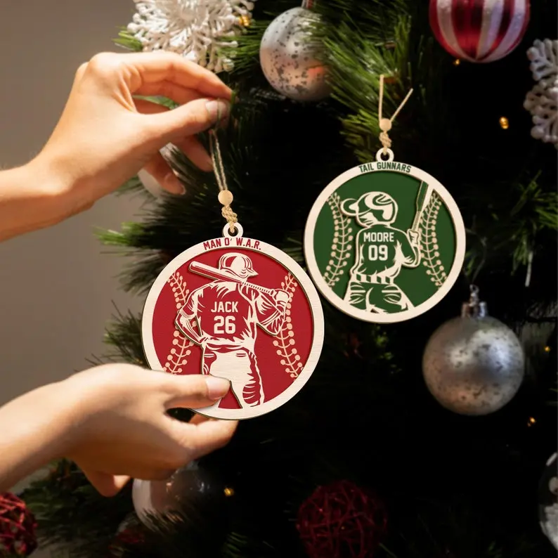 Personalize Baseball Hanging Ornament, Custom Christmas Baseball Ornament, Sport Team Ornament, Name Ornament, Special Gift For Girl, Boy
