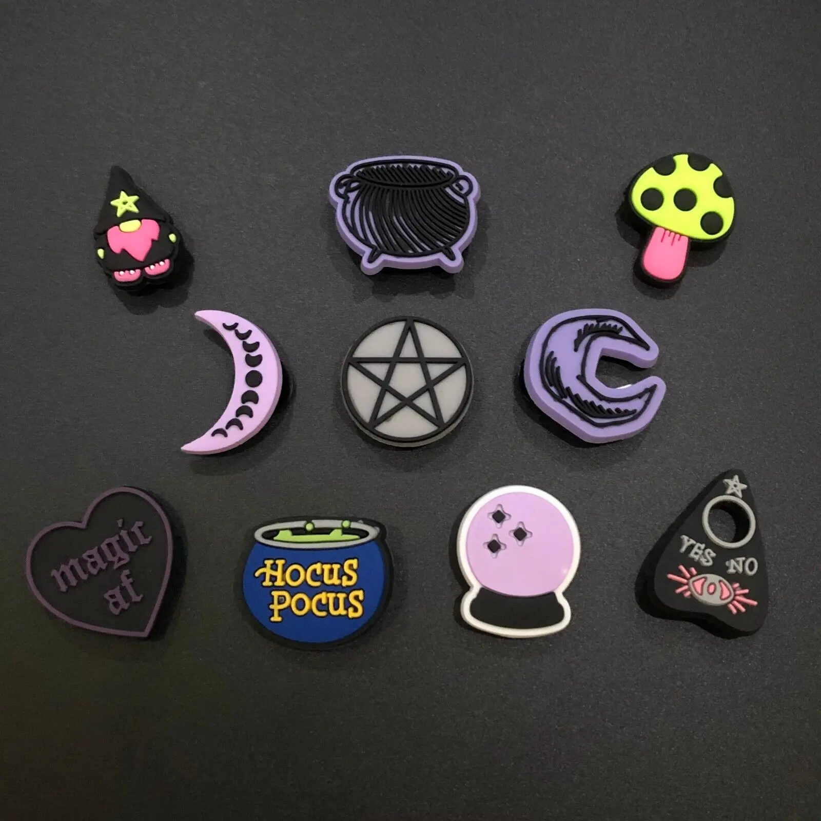 10pc Witchcraft Shoe Charms Magic Spells Moon Magick Witch Moon Child Wiccan