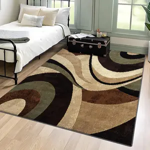 Velvet + soft and comfortable art style curved retro geometric pattern printed carpet, home decoration carpet, living room large carpet, sofa cushion, door mat, coffee table mat, bedroom carpet, bedside mat, Modern geometric rug