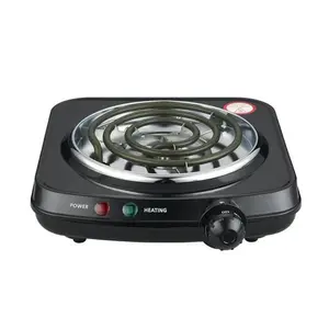 Mainstays Portable Single Burner and Hot Plate, Temperature Control, Indicator Light, Easy to Clean, Black, 120V~ 1100W
