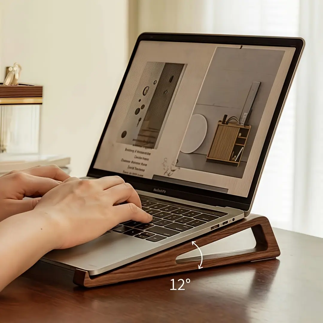 Ergonomic Bamboo Laptop Stand Set, Portable Reading and Study Desk, Suitable for Books, Tablets, Laptops, Vintage Style Office Accessory, Computer Stand, Ergonomic Holder, Laptop Accessories