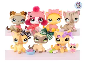 6-9 PC Mini Pet Shop Cutie Collie Cocker Spaniel Dachshund Great Dane Fox Bobble Head Figures Collection Adorable Animal Toys