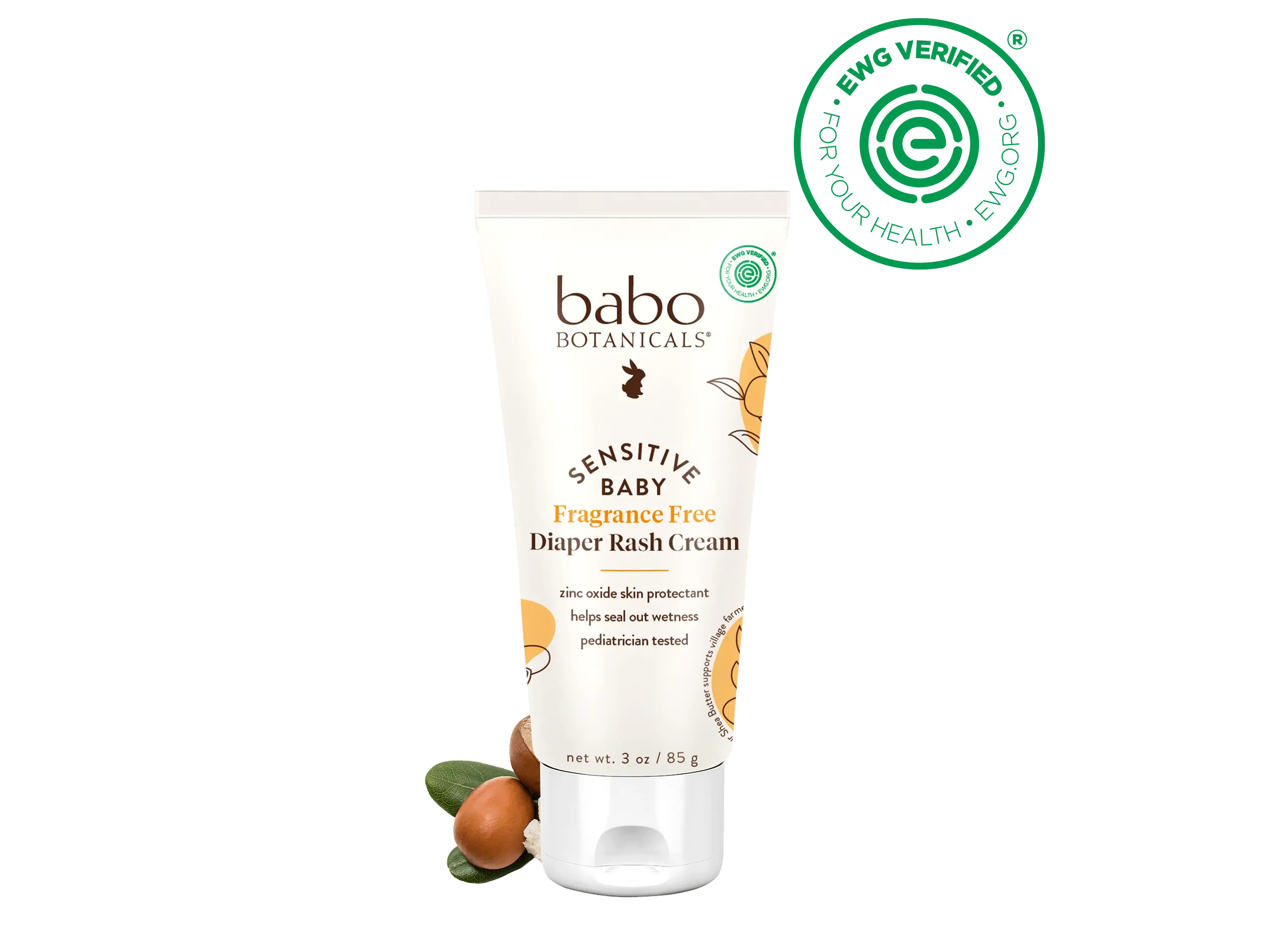 Babo Botanicals Sensitive Baby Fragrance Free Zinc Diaper Rash Cream – EWG Verified – Zinc Oxide Skin Protectant – Helps Seal Out Wetness – Pediatrician Tested – 3 oz (85 g)