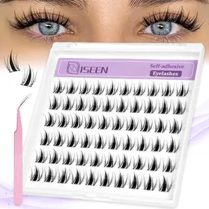 Self-Adhesive DIY Individual Lash Clusters, Natural looking Eyelash Extensions soft & Invisible Band False Eyelashes, Self-application, Manga Lashes/Fox Lashes，Mixed Length
