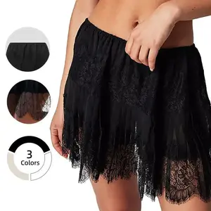 Women's Lace Skirt Summer Floral Pleated Slip Skirt - Stretchy Waist, Ruffle Hem, Non-See-Through Soft Fabric - Boho Chic for Concert, Fashion Casual Wear,Cow Girl