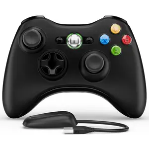 ISHAKO Wireless Controller For Xbox 360/PC Windows, Enhanced chip, Upgraded Joystick, Double Vibration, 2.4Ghz Wireless Receiver, Console, Black