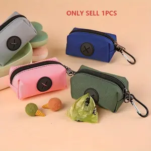 1 Pet Waste Bag Dispenser, featuring a zippered, portable dog waste bag storage pouch. An ideal accessory for walks and runs with your dog (pink, green, black).