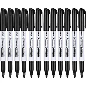 Black Dry Erase Markers Fine Tip - 12 Pack Whiteboard Markers Standard Set For Office Teams, Teachers, Classrooms, Training Sessions | Low-Odor