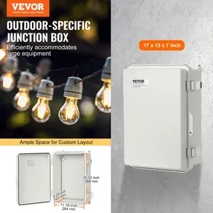 【Summervibes】VEVOR Outdoor Electrical Junction Box, 16.93 x 12.99 x 7.09 in, ABS Plastic Electrical Enclosure Box with Hinged Cover Stainless Steel Latch, IP67 Dustproof Waterproof for Outdoor Electrical Projects