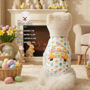 Pet Easter Vest, Small & Medium Dog Clothes with Gnome Truck & Egg Pattern, Dog/Cat Tank Top Shirt, Festive "Hippity Hop" Apparel for Easter Holiday Costumes, Soft Comfortable Apparel for Small/Medium Dogs, Perfect Easter Holiday Outfit