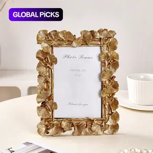 Elegant European Vintage Maple Leaf Frame, Sturdy Frame Design, Versatile Horizontal & Vertical Use, Includes Random Inner Paper, Perfect Home Decor, Gold Plated Frame