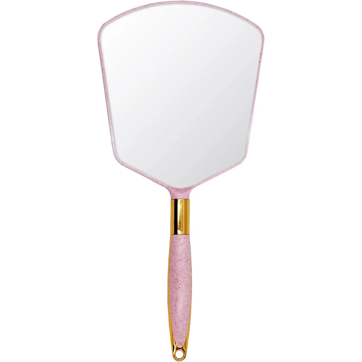 Hand Held Mirror with Handle, Makeup Hand Mirror with Hook Hole for Bathroom and Bedroom, Barbers Haircut Mirror for Home and Salon (6 W X13 L inchs, Pink)