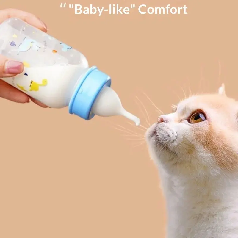 OEM PP Food-Grade Silicone Feeding Bottle for Newborn Kittens & Puppies, Cat Supplies with Cartoon Animal Print Nipple