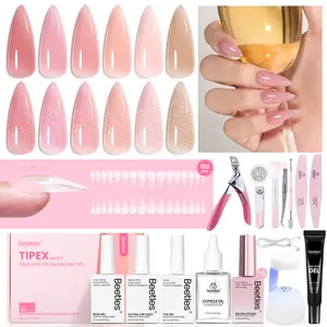 Beetles Tipex Nail Art Kit with Gel Polish, 192pcs Tipex Nail Tips with Gel Nail Polish Solid Nail Glue Base & Top Coat DIY Manicure Cutics Gift for Women Girls mothersdaygift #Summervibes outdoorfun summervibes