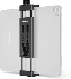 Aluminum Tablet Tripod Mount for iPad, Universal Adjustable Tripod Holder with Dual 1/4"-20 Screw Holes, Quick Release Design, Compatible with iPad mini/Air/Pro