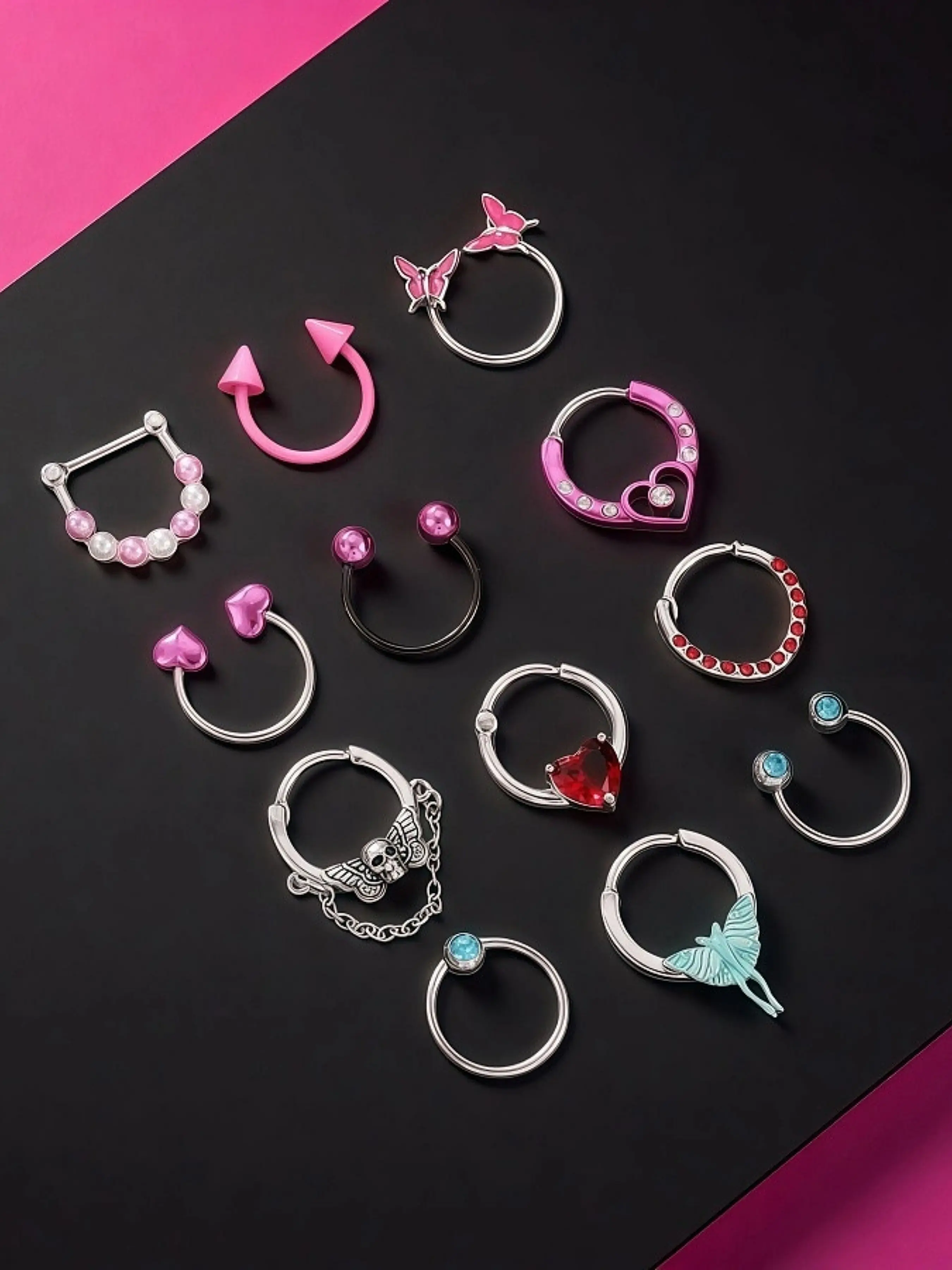 High-Quality Y2K Style Nose Ring Jewelry, Septum, No Piercing Required, Low Allergy, Fade-Resistant, Perfect for Daily Use and Parties, Great Gift