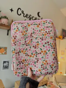 Ditsy Floral Spring Book & Kindle Pouch, Medium E-Reader Zip up Book Sleeve, Bookworm Gifts, Book Protector, Girly Pink Book Accessorie