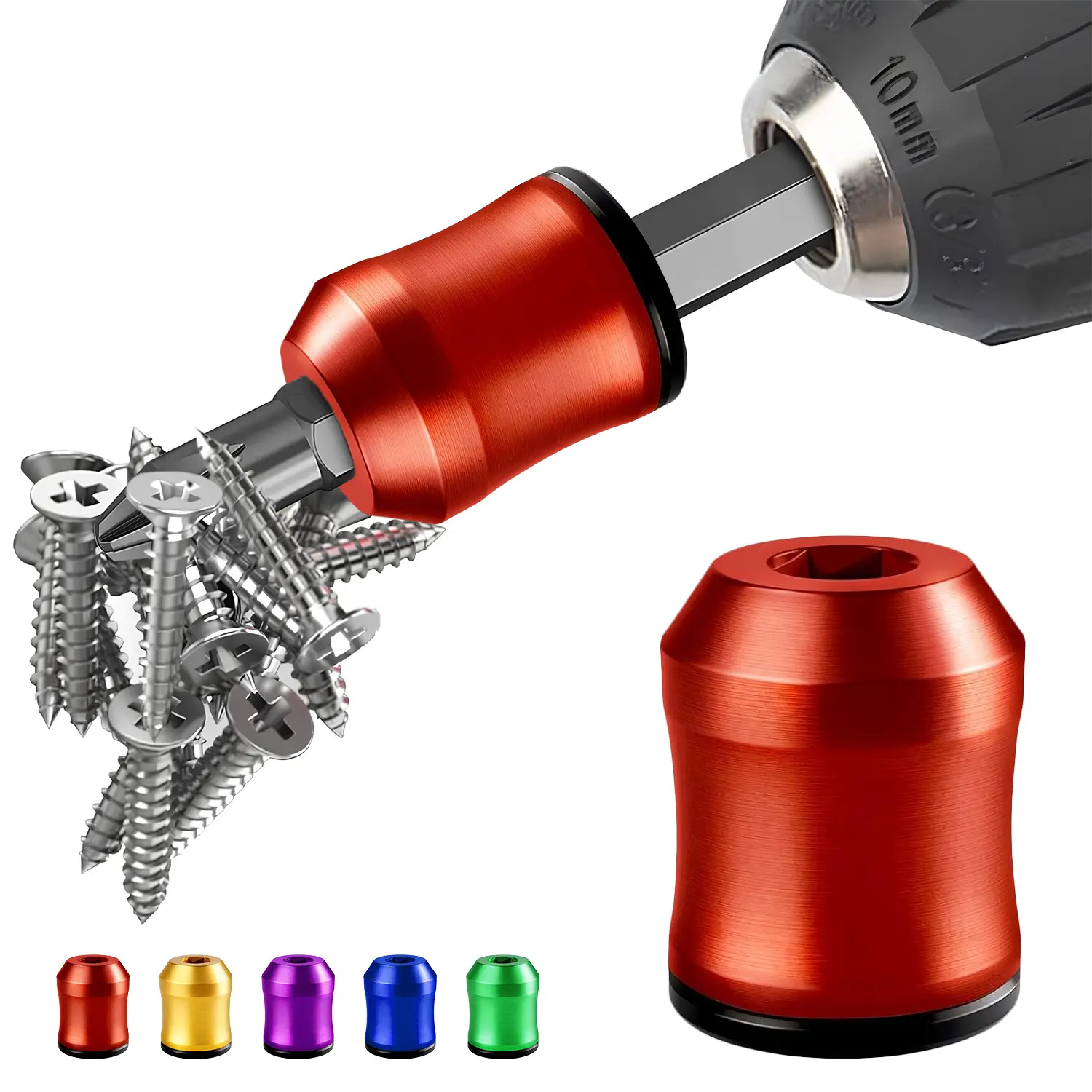 Magnetic Screwdriver Head Ring, Strong Magnetic Screw Holder for Replaceable Screwdriver Bits & Hex Screwdrivers, Removable Metal Household Tool for Mechanics, Power Tools Use