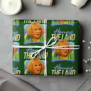Sylvia Browne Meme Wrapping Paper Set, Funny “Honey The Land” Gift Wrap, Retro Camp Psychic Quote Holiday Wrapping for Gag Gifts & Nostalgic Fans