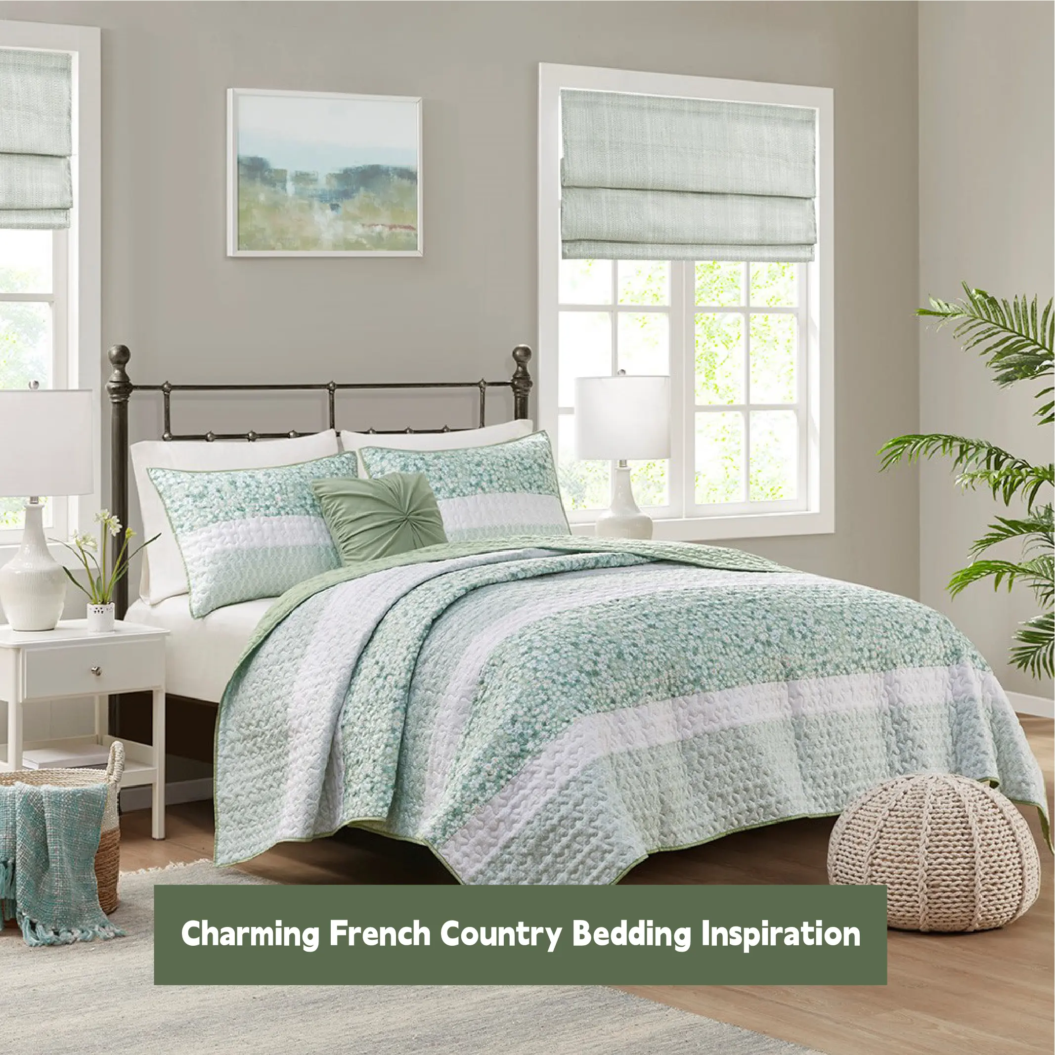 4 Piece Seersucker Quilt Set with Throw Pillow