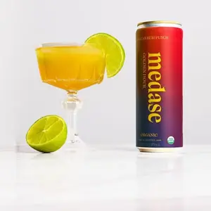 MEDASE Jamaican Rum Punch "Golden Hour" Non-Alcoholic Mocktail 12oz 4 Pack Authentic Cocktail Taste Healthy Organic Alcohol-Free Drink Low Calorie Gluten Free Vegan GMO Free Sweet Caribbean Flavor