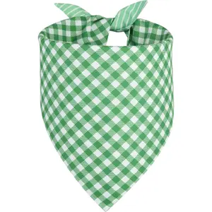 Dog Bandana Green Large 1PCS, Summer Spring Scarf for Boy and Girl, Durable Triangle Reversible Bibs Handkerchief for Puppy Pet