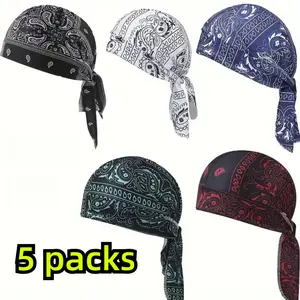 5pcs Unisex Bandana Sports Hat Set with Cooling Safety Liner, Scarf Head Wrap, Motorcycle Accessories for Sports & Outdoor Use