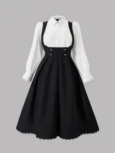 New Fall Winter Fashion Chic Elegant Plus Size Women's Colorblock Long Sleeve Maxi Dress, Slim-Fitting Casual Style, Thin Fabric, Floor-Length Womenswear