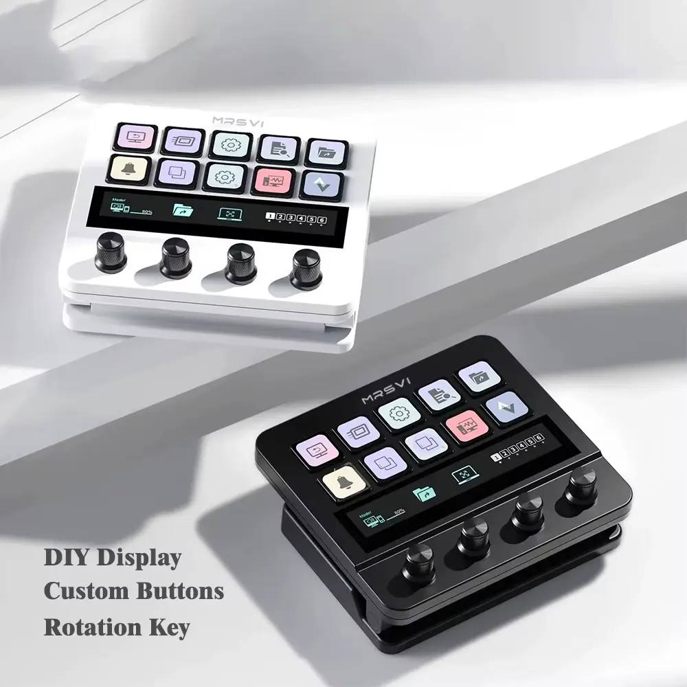 Mrsvi N4 Stream Deck Custom Visual Macro Multifunctional Keyboard, Adjustable Stand, 10 Keys Touch Strip, Quad Dial Interface, Dual USB-C & USB-A
